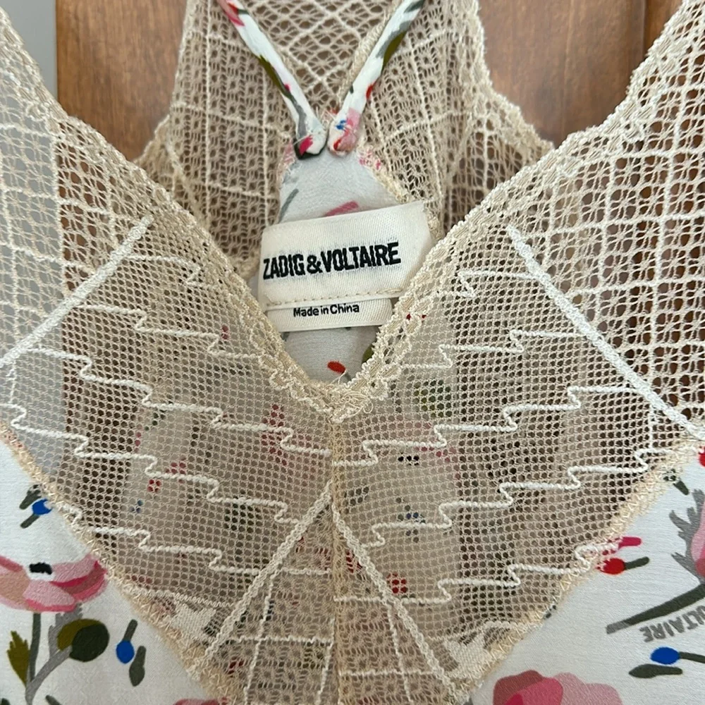 🇫🇷🇫🇷ZADIG & VOLTAIRE Paris Risty Anemone Floral Print Slip maxi hi low Dress - Picture 9 of 12